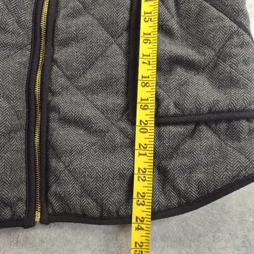 41 Hawthorn Vest Women Size L Black Quilted Herringbone Chevron Zip Front📏📸SEE